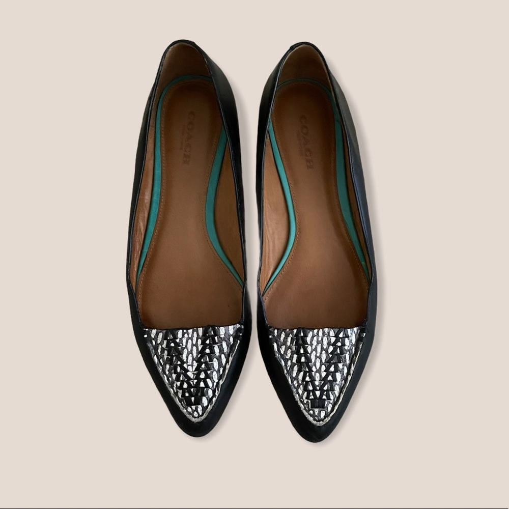Coach Women’s Oakland 5.5 Flats Black Snake Shoe